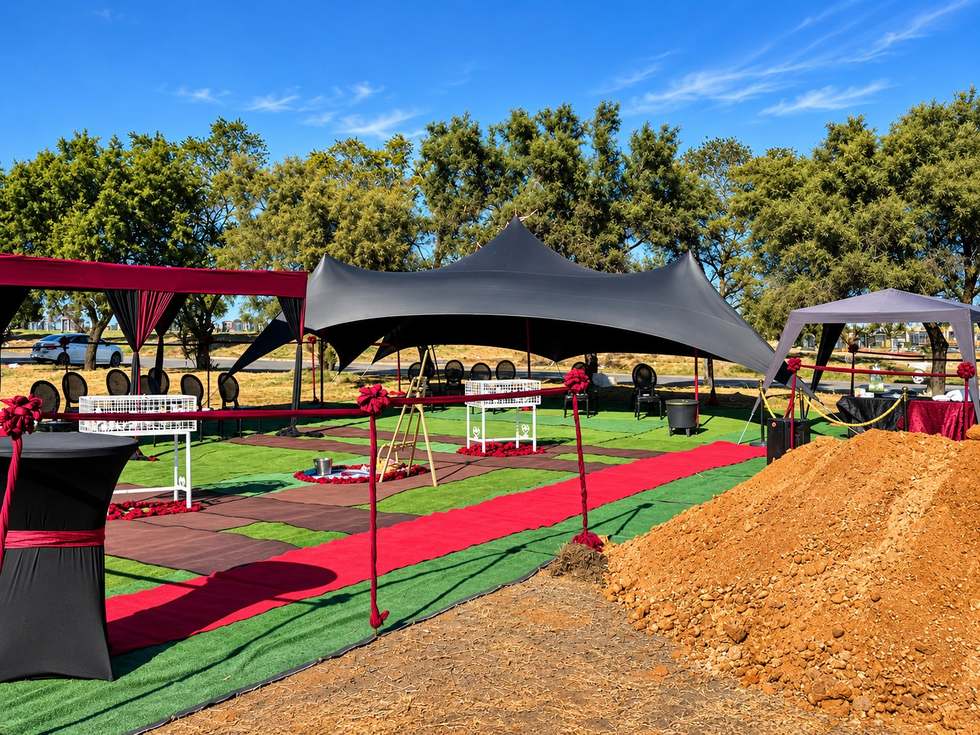 GNC Funeral Parlour tent and seating setup